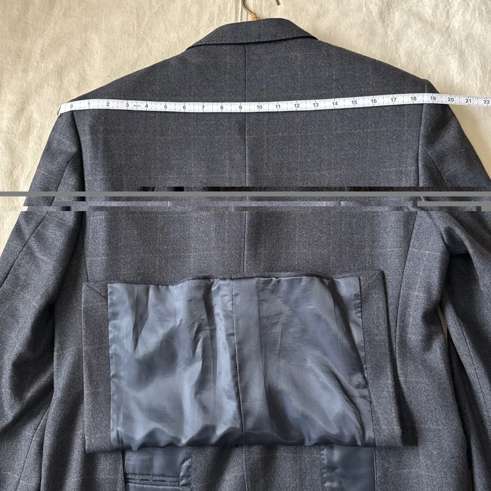 Barneys New York Gray Plaid Super 120s Wool Blazer 38s Fits 42 Made in Italy